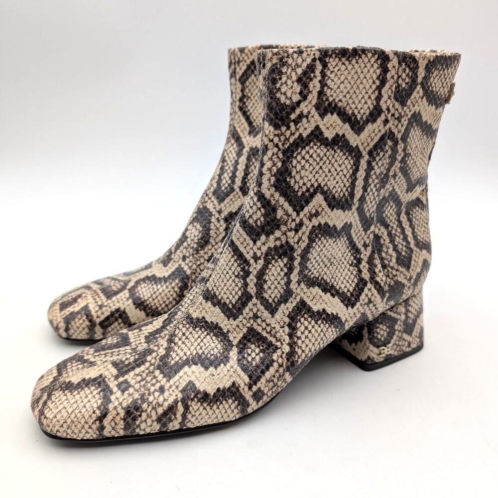 Sam Edelman Paige Ankle Bootie Sqaure Toe Women's Roccia Python Size US7M EU37